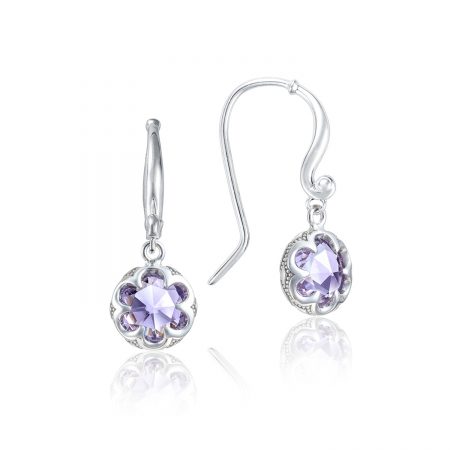 Petite Crescent Drop Earrings featuring Amethyst