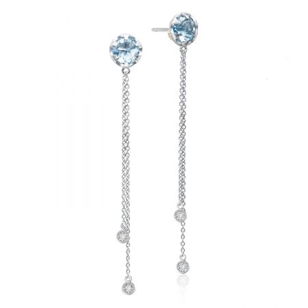 Drop Chain Earrings featuring Sky Blue Topaz
