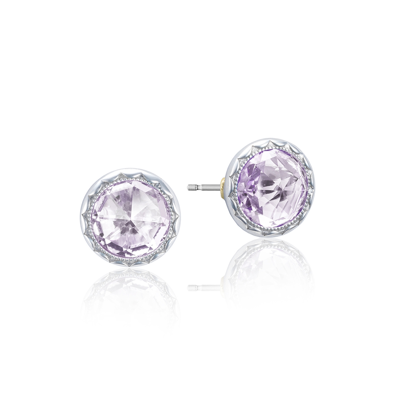 Bezel Studs featuring Rose Amethyst