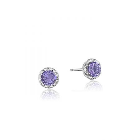 Petite Crescent Crown Studs featuring Amethyst