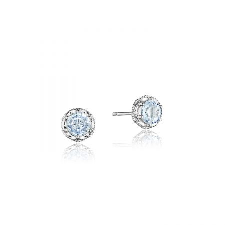 Petite Crescent Crown Studs featuring Sky Blue Topaz