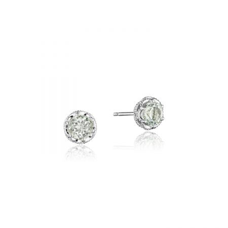 Petite Crescent Crown Studs featuring Prasiolite
