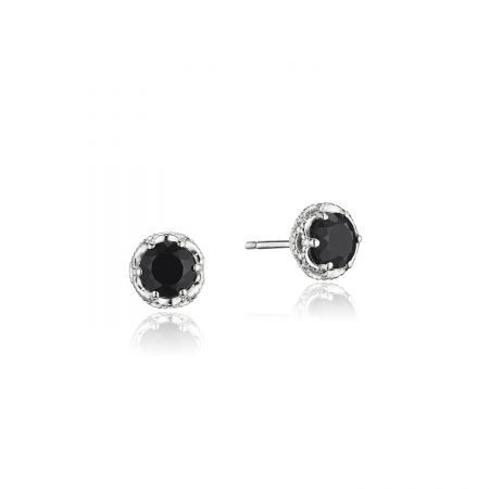 Petite Crescent Crown Studs featuring Black Onyx