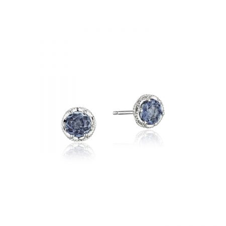 Petite Crescent Crown Studs featuring London Blue Topaz