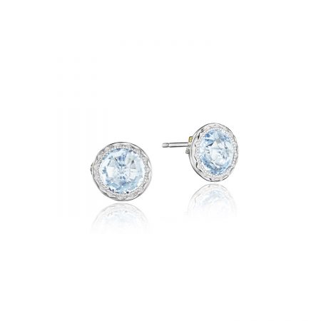Petite Bezel Studs featuring Sky Blue Topaz