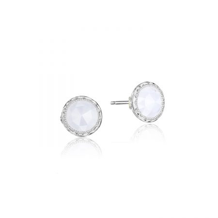 Petite Bezel Studs featuring Chalcedony