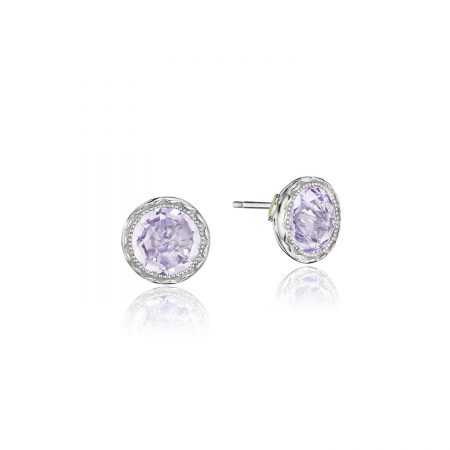 Petite Bezel Studs featuring Rose Amethyst