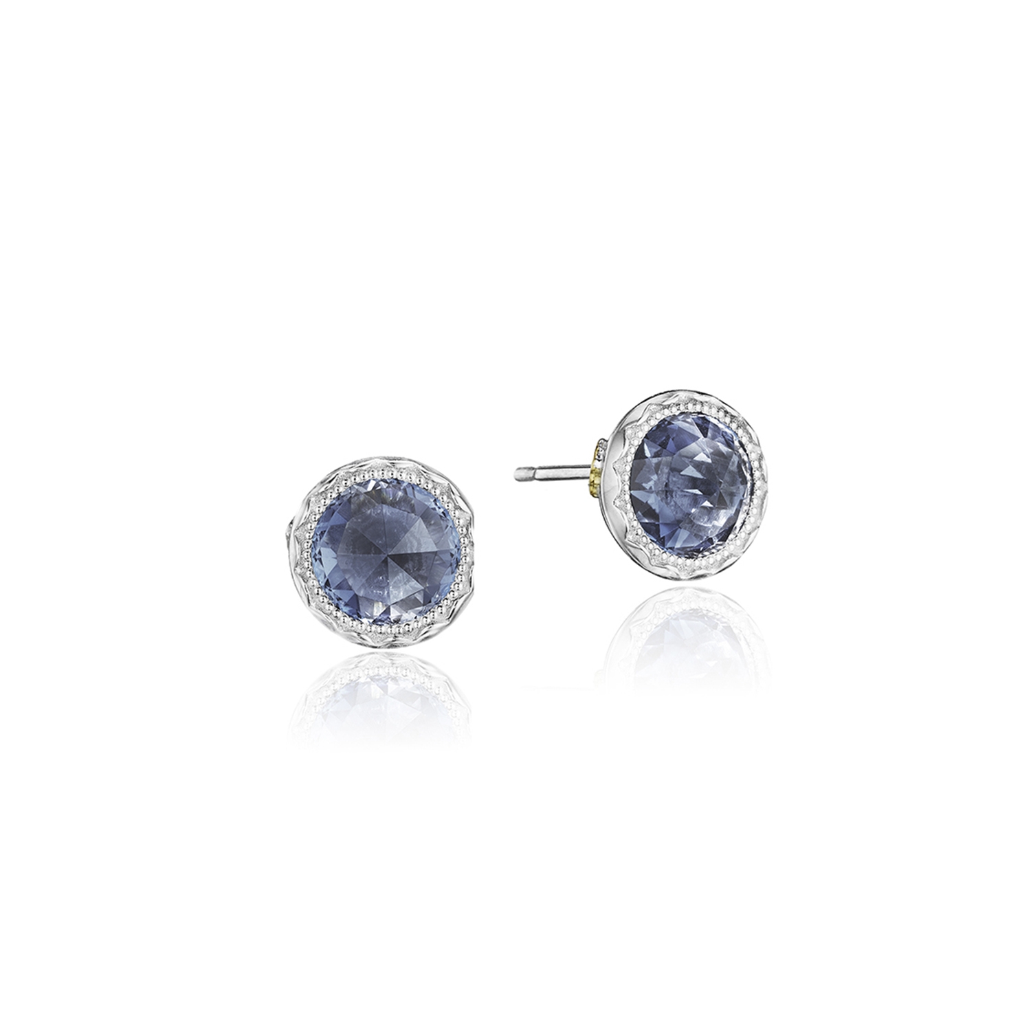 Petite Bezel Studs featuring London Blue Topaz