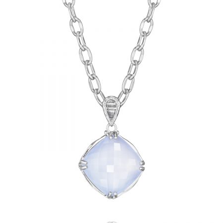 Cushion Cut Gem Pendant featuring Chalcedony