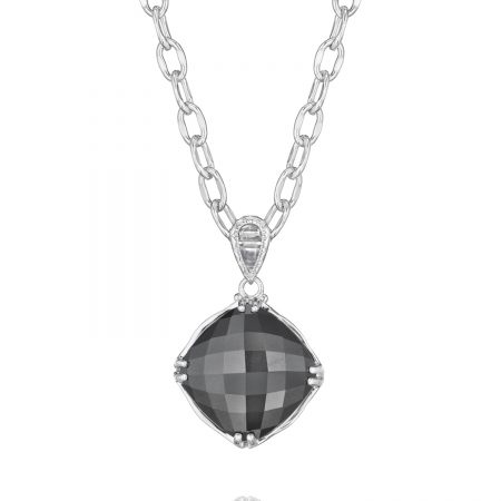 Cushion Cut Gem Pendant featuring Hematite