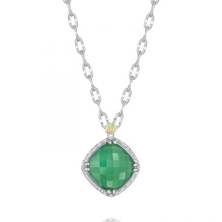 Gem Pendant featuring Clear Quartz over Green Onyx