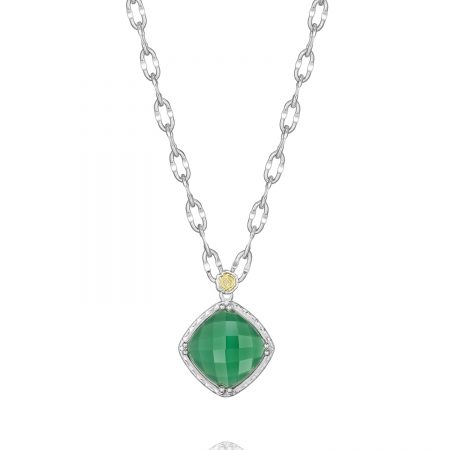 Petite Gem Pendant featuring Clear Quartz over Green Onyx
