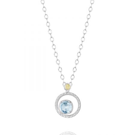 Silver Bloom Necklace featuring Sky Blue Topaz