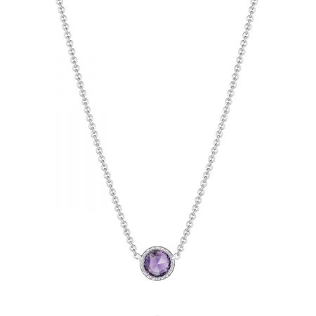 Petite Floating Bezel Necklace featuring Amethyst
