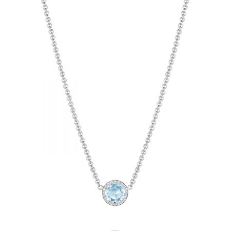 Petite Floating Bezel Necklace featuring Sky Blue Topaz