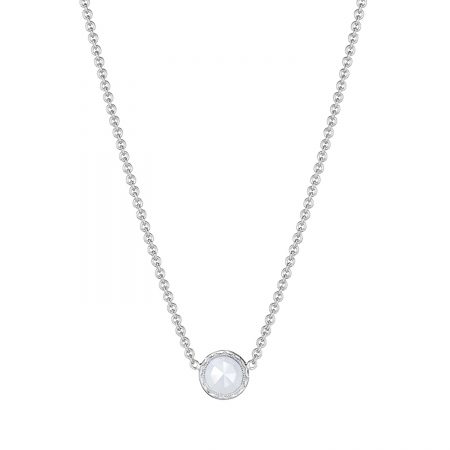 Petite Floating Bezel Necklace featuring Chalcedony