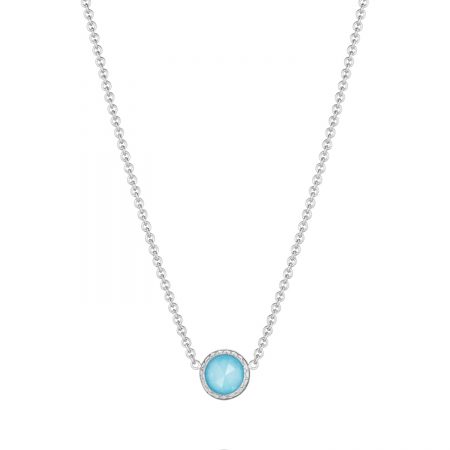 Petite Floating Bezel Necklace featuring Neo-Turquoise