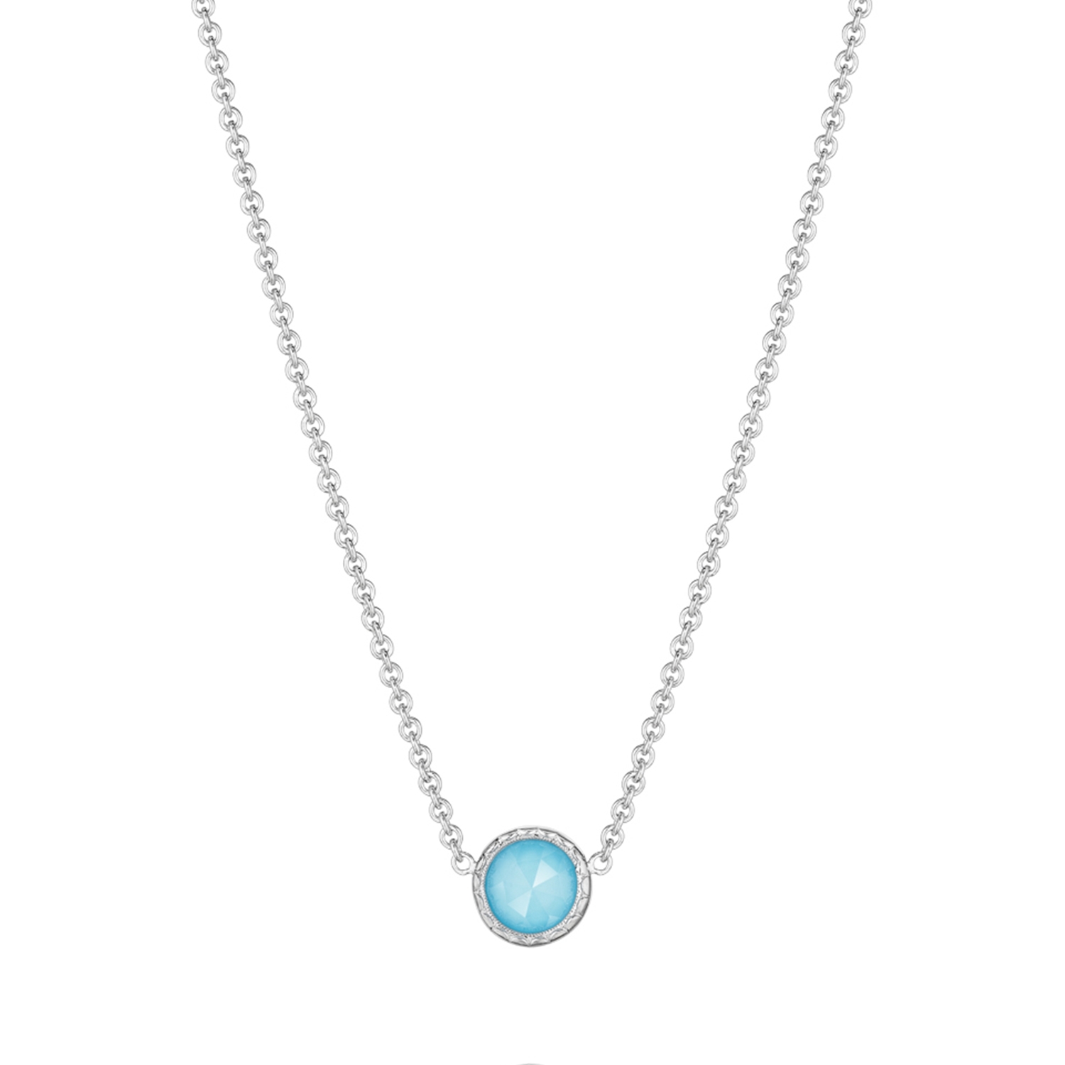 Petite Floating Bezel Necklace featuring Neo-Turquoise