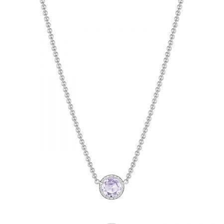 Petite Floating Bezel Necklace featuring Rose Amethyst