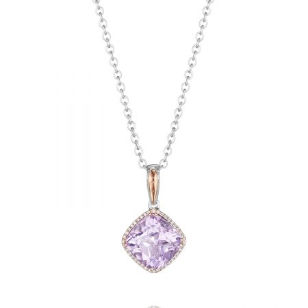 Pavé Bloom Pendant featuring Rose Amethyst
