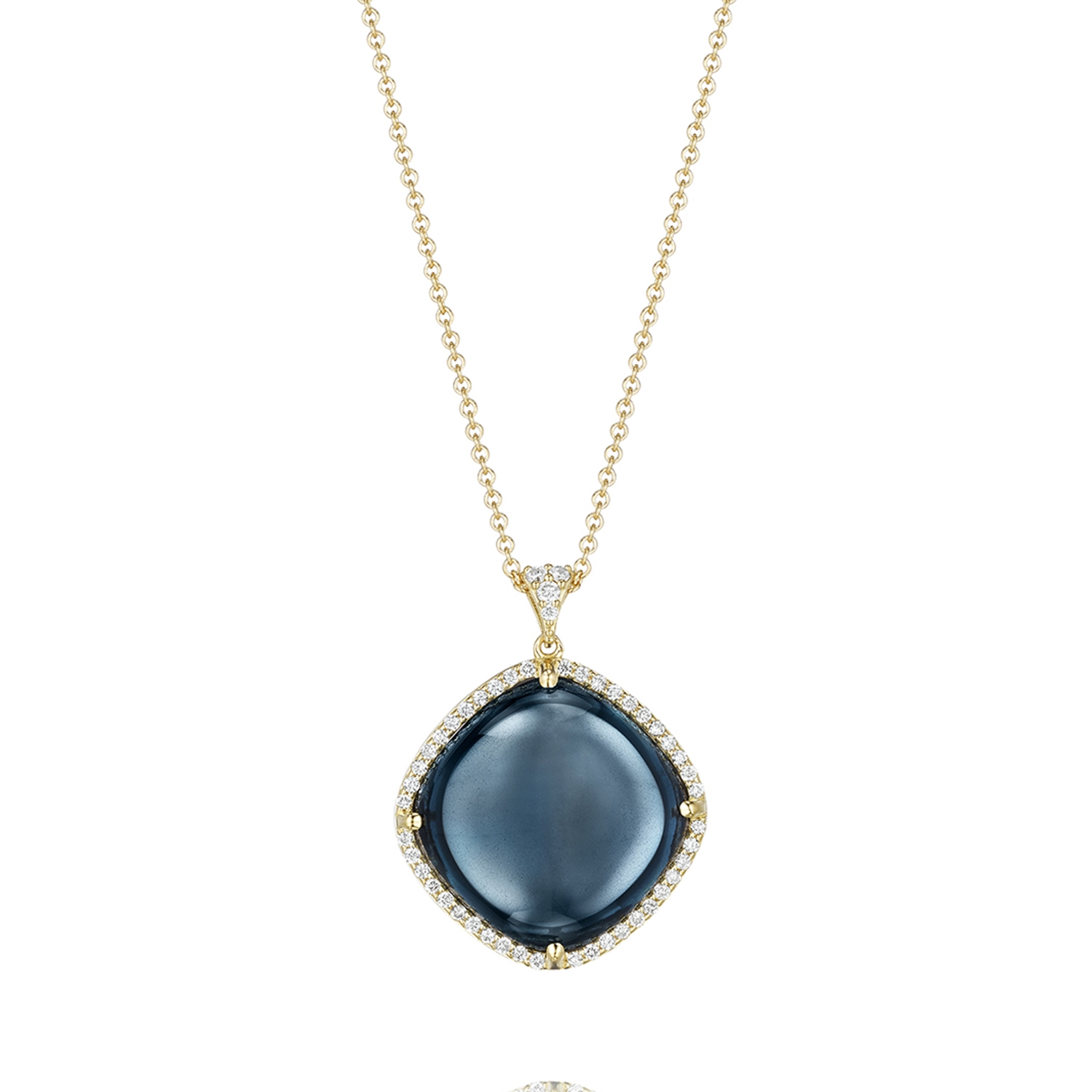 Pavé Cushion Pendant featuring Sky Blue Topaz over Hematite