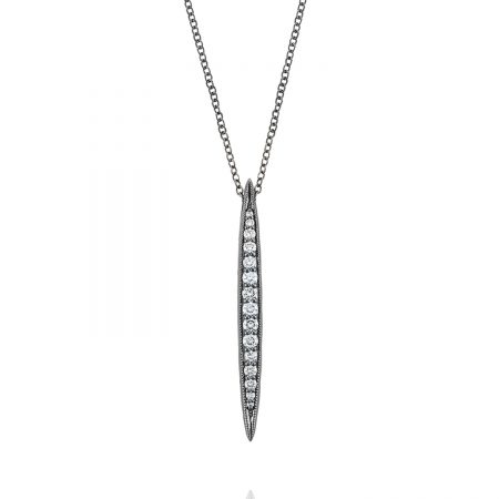 Surfboard Pendant in Silver with Black Rhodium