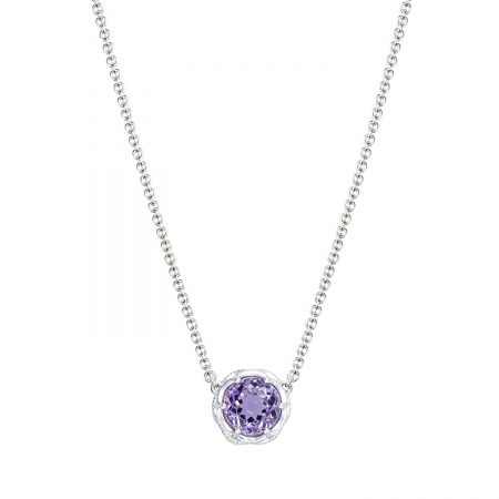 Crescent Station Necklace featuring Amethyst