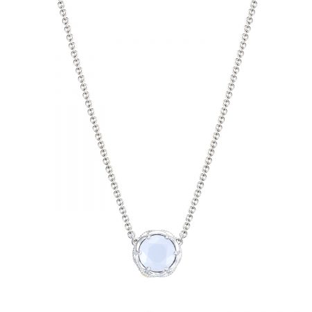 Crescent Station Necklace featuring Chalcedony