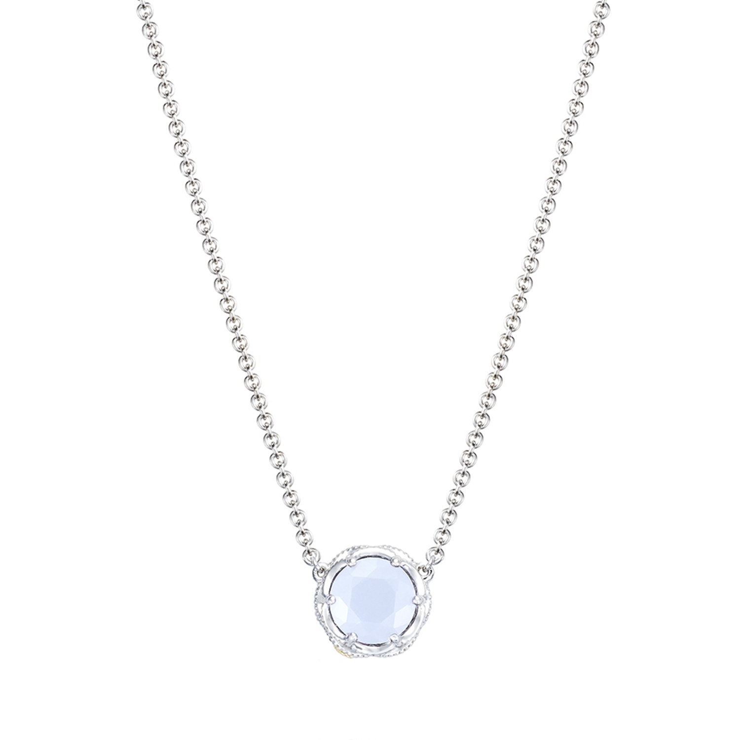 Crescent Station Necklace featuring Chalcedony