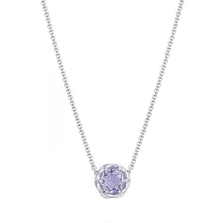 Crescent Station Necklace featuring Rose Amethyst