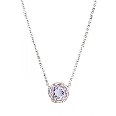 Crescent Station Necklace featuring Rose Amethyst