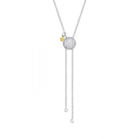 Double Chain Pav&eacute; Dew Drop Lariat