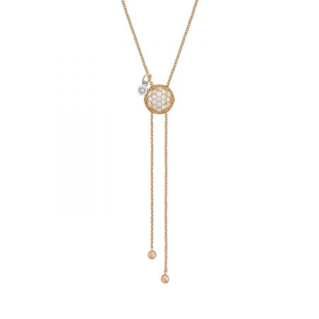 Double Chain Pavé Dew Drop Lariat