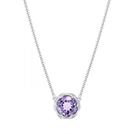 Bold Crescent Station Necklace featuring Amethyst