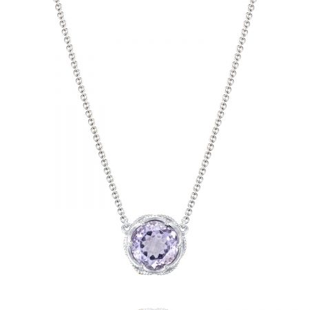 Bold Crescent Station Necklace featuring Rose Amethyst