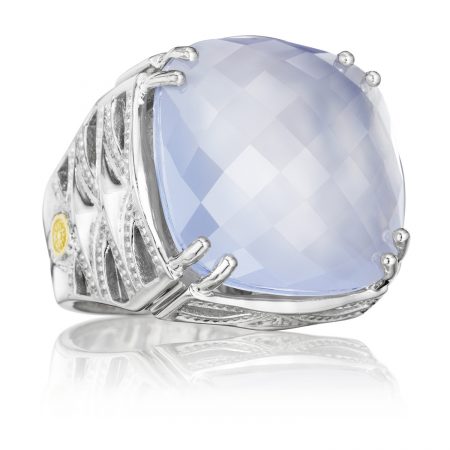 Bold Woven Crescent Ring featuring Chalcedony