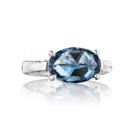 East-West Oval Ring featuring London Blue Topaz