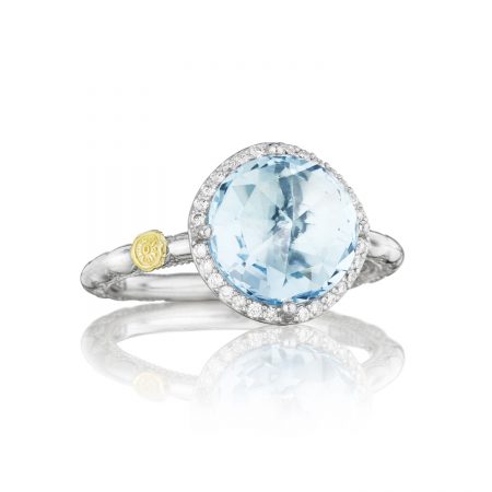 Pav&eacute; Simply Gem Ring featuring Sky Blue Topaz