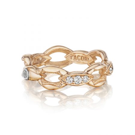 Crescent Links Ring in Silver with Diamonds