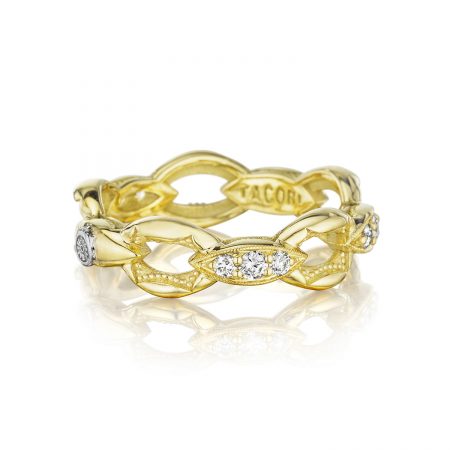 Crescent Links Ring in Silver with Diamonds