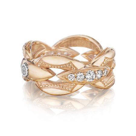 Pavé Bold Crescent Links Ring in Silver