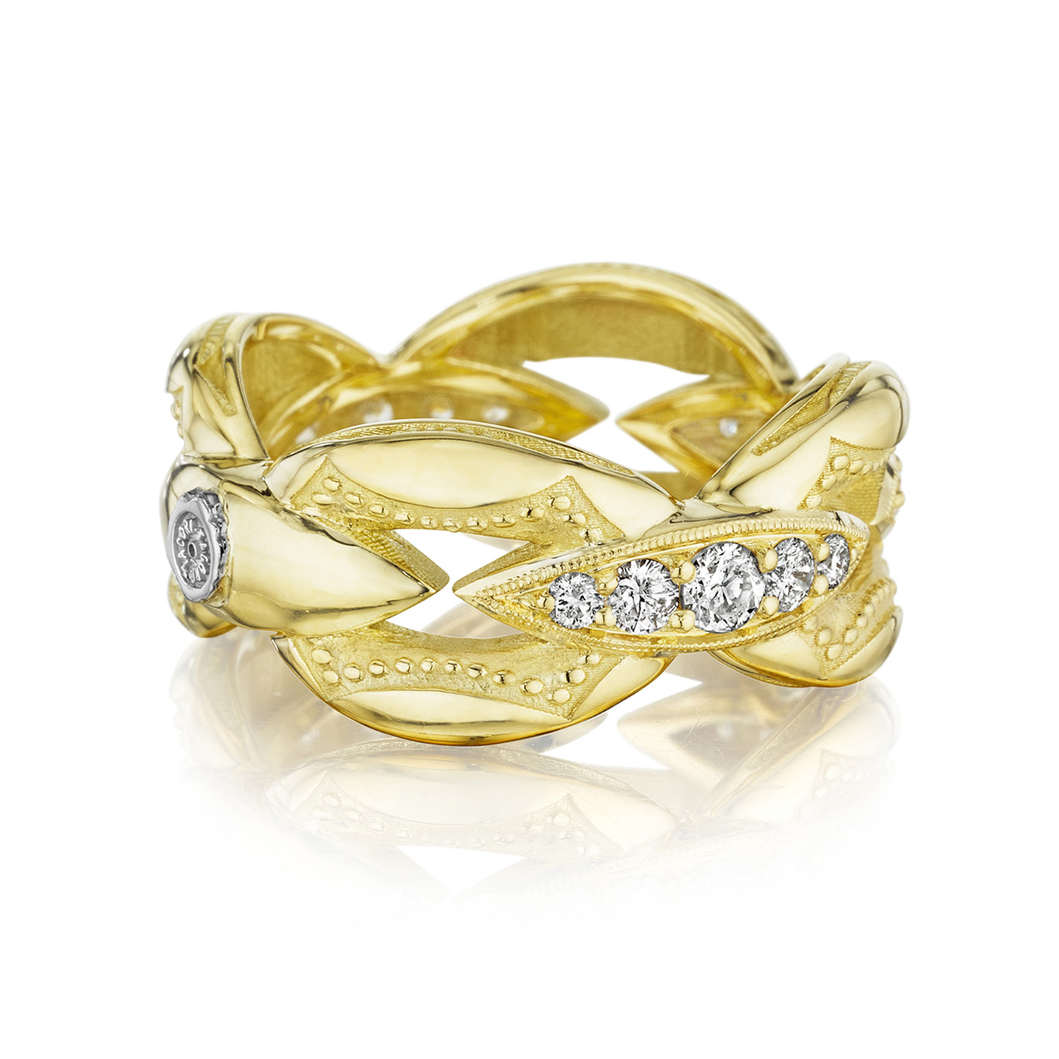 Pavé Bold Crescent Links Ring in Silver