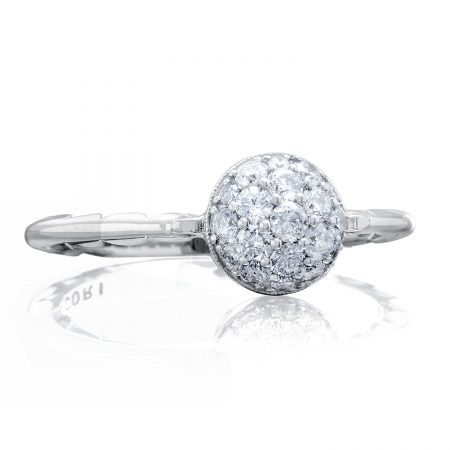 Petite Pav&eacute; Dew Drop Ring in Silver with diamonds