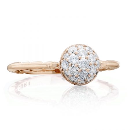 Petite Pav&eacute; Dew Drop Ring in Rose Gold with diamonds