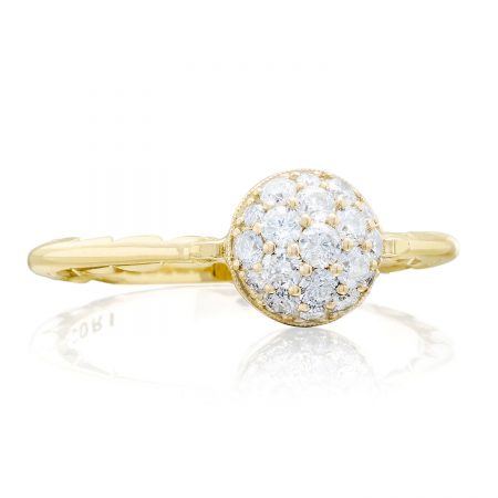 Petite Pav&eacute; Dew Drop Ring in Yellow Gold with diamonds