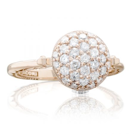 Pavé Dew Drop Ring in Rose Gold with Diamonds