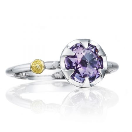 Petite Crescent Bezel Ring featuring Amethyst