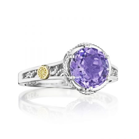 Petite Crescent Gem Ring featuring Amethyst
