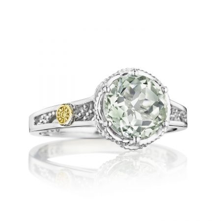 Petite Crescent Gem Ring featuring Prasiolite