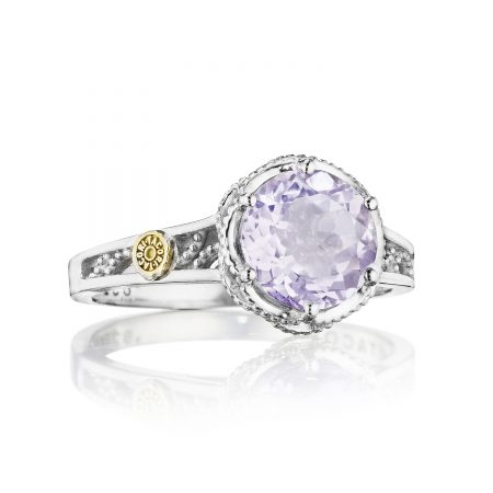 Petite Crescent Gem Ring featuring Rose Amethyst
